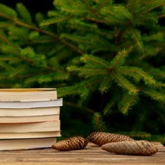 Books and pine trees